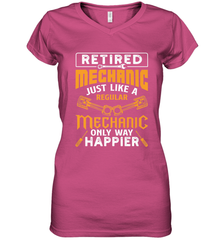 Retired Mechanic Just Like A Regular Only Way Happier Women's V-Neck T-Shirt Women's V-Neck T-Shirt - jonhlittlestore88