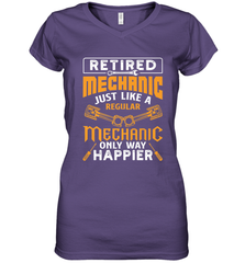 Retired Mechanic Just Like A Regular Only Way Happier Women's V-Neck T-Shirt Women's V-Neck T-Shirt - jonhlittlestore88