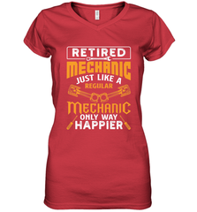 Retired Mechanic Just Like A Regular Only Way Happier Women's V-Neck T-Shirt Women's V-Neck T-Shirt - jonhlittlestore88