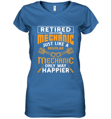 Retired Mechanic Just Like A Regular Only Way Happier Women's V-Neck T-Shirt Women's V-Neck T-Shirt - jonhlittlestore88