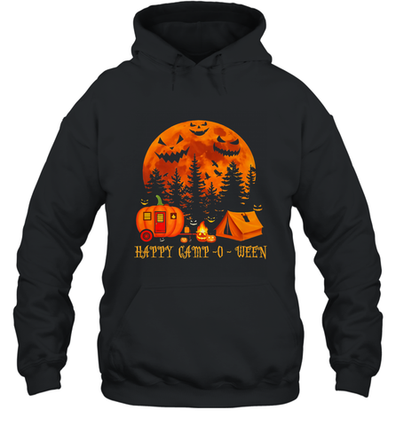 Happy Camp O Ween Funny Camping Halloween Costume Camper RV Hooded Sweatshirt Hooded Sweatshirt / Black / S Hooded Sweatshirt - jonhlittlestore88