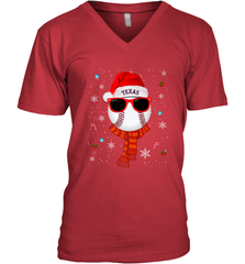 Texas Rangers Logo Christmas Baseball Player Glasses Santa Hat Pajama Gift Men's V-Neck Men's V-Neck - jonhlittlestore88