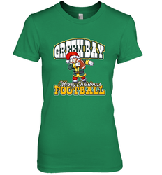 NFL Green Bay Christmas Funny Dabbing Santa Playing Football Women's Premium T-Shirt
