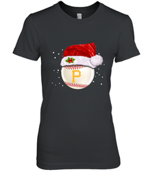Pittsburgh Pirates Logo Baseball Ball Christmas Santa Hat Xmas Sport Funny Snow Women's Premium T-Shirt