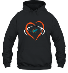 NFL Miami Dolphins Heart Love Football Hooded Sweatshirt