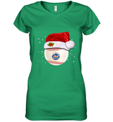 New York Mets Logo Baseball Ball Christmas Santa Hat Xmas Sport Funny Snow Women's V-Neck T-Shirt Women's V-Neck T-Shirt - jonhlittlestore88