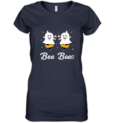 Funny Wine Boo Bees Couples Halloween Matching Couple Gift Women's V-Neck T-Shirt