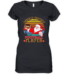 NFL Santa Favorite Football Player Funny Christmas Funny Women's V-Neck T-Shirt