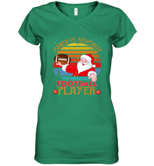 NFL Santa Favorite Football Player Funny Christmas Funny Women's V-Neck T-Shirt Women's V-Neck T-Shirt - jonhlittlestore88