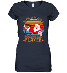 NFL Santa Favorite Football Player Funny Christmas Funny Women's V-Neck T-Shirt