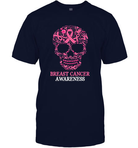 Tattoo Skull Halloween Breast Cancer Awareness Men's T-Shirt