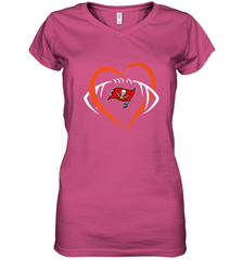 NFL Tampa Bay Buccaneers Heart Love Football Women's V-Neck T-Shirt Women's V-Neck T-Shirt - jonhlittlestore88