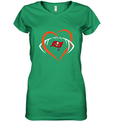 NFL Tampa Bay Buccaneers Heart Love Football Women's V-Neck T-Shirt Women's V-Neck T-Shirt - jonhlittlestore88