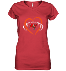 NFL Tampa Bay Buccaneers Heart Love Football Women's V-Neck T-Shirt Women's V-Neck T-Shirt - jonhlittlestore88
