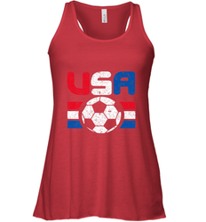 Distressed Red, White and Blue Soccer Flag Shirts of the USA Women's Racerback Tank