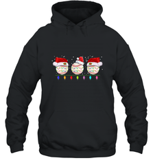 Three Baseball Balls Christmas Gift Santa Xmas lights Snow Hooded Sweatshirt Hooded Sweatshirt - jonhlittlestore88