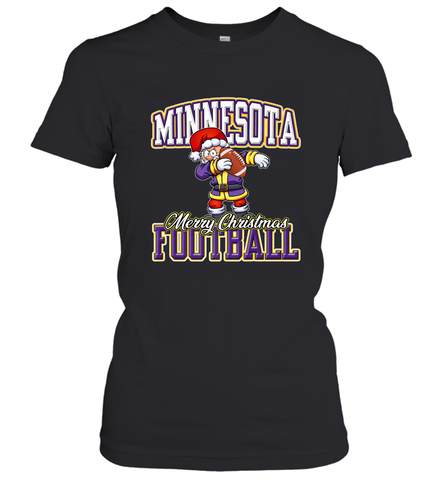 NFL Minnesota Christmas Funny Dabbing Santa playing football Women's T-Shirt Women's T-Shirt / Black / S Women's T-Shirt - jonhlittlestore88