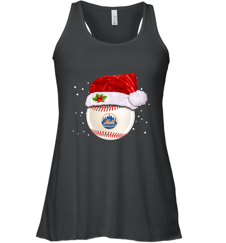 New York Mets Logo Baseball Ball Christmas Santa Hat Xmas Sport Funny Snow Women's Racerback Tank Women's Racerback Tank / Black / XS Women's Racerback Tank - jonhlittlestore88