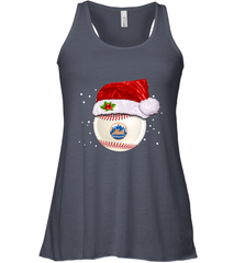 New York Mets Logo Baseball Ball Christmas Santa Hat Xmas Sport Funny Snow Women's Racerback Tank Women's Racerback Tank - jonhlittlestore88