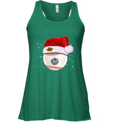 New York Mets Logo Baseball Ball Christmas Santa Hat Xmas Sport Funny Snow Women's Racerback Tank Women's Racerback Tank - jonhlittlestore88