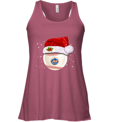 New York Mets Logo Baseball Ball Christmas Santa Hat Xmas Sport Funny Snow Women's Racerback Tank Women's Racerback Tank - jonhlittlestore88