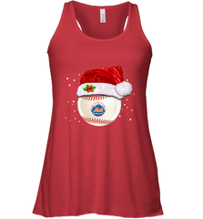 New York Mets Logo Baseball Ball Christmas Santa Hat Xmas Sport Funny Snow Women's Racerback Tank Women's Racerback Tank - jonhlittlestore88