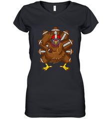 Cool Turkey Football Feathers Funny Thanksgiving Sports Women's V-Neck T-Shirt Women's V-Neck T-Shirt - jonhlittlestore88