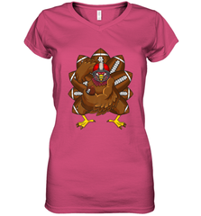 Cool Turkey Football Feathers Funny Thanksgiving Sports Women's V-Neck T-Shirt Women's V-Neck T-Shirt - jonhlittlestore88
