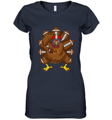 Cool Turkey Football Feathers Funny Thanksgiving Sports Women's V-Neck T-Shirt Women's V-Neck T-Shirt - jonhlittlestore88
