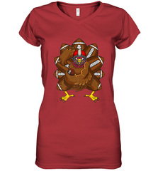 Cool Turkey Football Feathers Funny Thanksgiving Sports Women's V-Neck T-Shirt Women's V-Neck T-Shirt - jonhlittlestore88