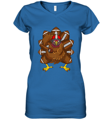 Cool Turkey Football Feathers Funny Thanksgiving Sports Women's V-Neck T-Shirt Women's V-Neck T-Shirt - jonhlittlestore88