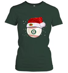 Oakland Athletics Logo Baseball Ball Christmas Santa Hat Xmas Sport Funny Snow Women's T-Shirt Women's T-Shirt - jonhlittlestore88