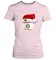 Oakland Athletics Logo Baseball Ball Christmas Santa Hat Xmas Sport Funny Snow Women's T-Shirt Women's T-Shirt - jonhlittlestore88