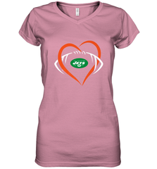 NFL New York Jets Heart Love Football Women's V-Neck T-Shirt Women's V-Neck T-Shirt - jonhlittlestore88