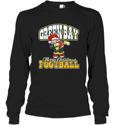 NFL Green Bay Christmas Funny Dabbing Santa Playing Football Long Sleeve T-Shirt