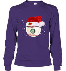 Oakland Athletics Logo Baseball Ball Christmas Santa Hat Xmas Sport Funny Snow Long Sleeve T-Shirt Long Sleeve T-Shirt - jonhlittlestore88