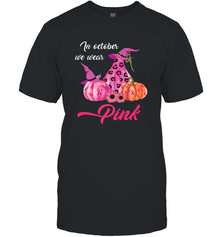 In October We Wear Pink Pumpkin Breast Cancer Halloween Gift Men's T-Shirt