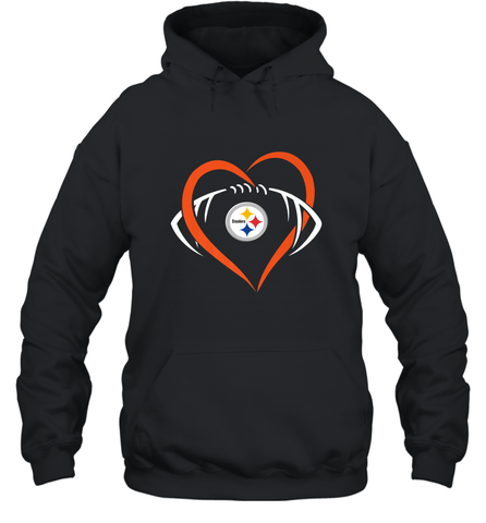NFL Pittsburgh Steelers Heart Love Football Hooded Sweatshirt Hooded Sweatshirt / Black / S Hooded Sweatshirt - jonhlittlestore88