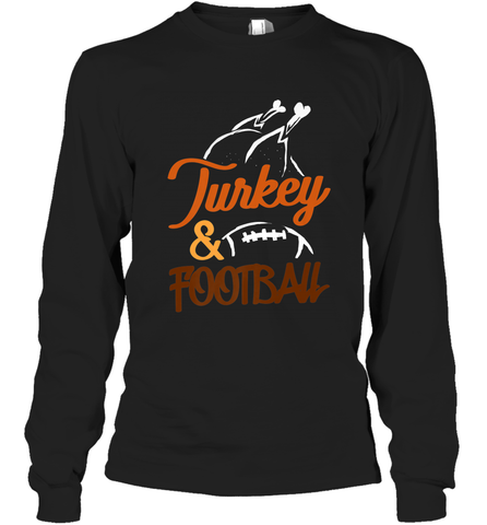 Turkey And Football Thanksgiving Day Football Fan Holiday Long Sleeve T-Shirt Long Sleeve T-Shirt / Black / S Long Sleeve T-Shirt - jonhlittlestore88