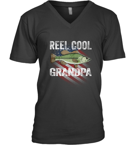 REEL COOL GRANDPA Men's V-Neck Men's V-Neck / Black / S Apparel - jonhlittlestore88