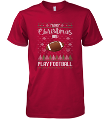 NFL Merry Christmas and Play Football Sports TV Snow Men's Premium T-Shirt Men's Premium T-Shirt - jonhlittlestore88