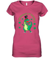T Rex Dinosaur St. Patrick's Day Irish Funny Women's V-Neck T-Shirt Women's V-Neck T-Shirt - jonhlittlestore88