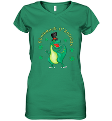 T Rex Dinosaur St. Patrick's Day Irish Funny Women's V-Neck T-Shirt Women's V-Neck T-Shirt - jonhlittlestore88