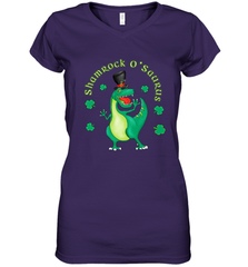 T Rex Dinosaur St. Patrick's Day Irish Funny Women's V-Neck T-Shirt Women's V-Neck T-Shirt - jonhlittlestore88