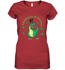 T Rex Dinosaur St. Patrick's Day Irish Funny Women's V-Neck T-Shirt Women's V-Neck T-Shirt - jonhlittlestore88