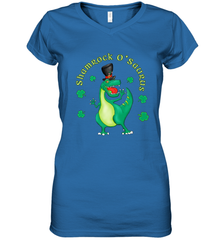 T Rex Dinosaur St. Patrick's Day Irish Funny Women's V-Neck T-Shirt Women's V-Neck T-Shirt - jonhlittlestore88